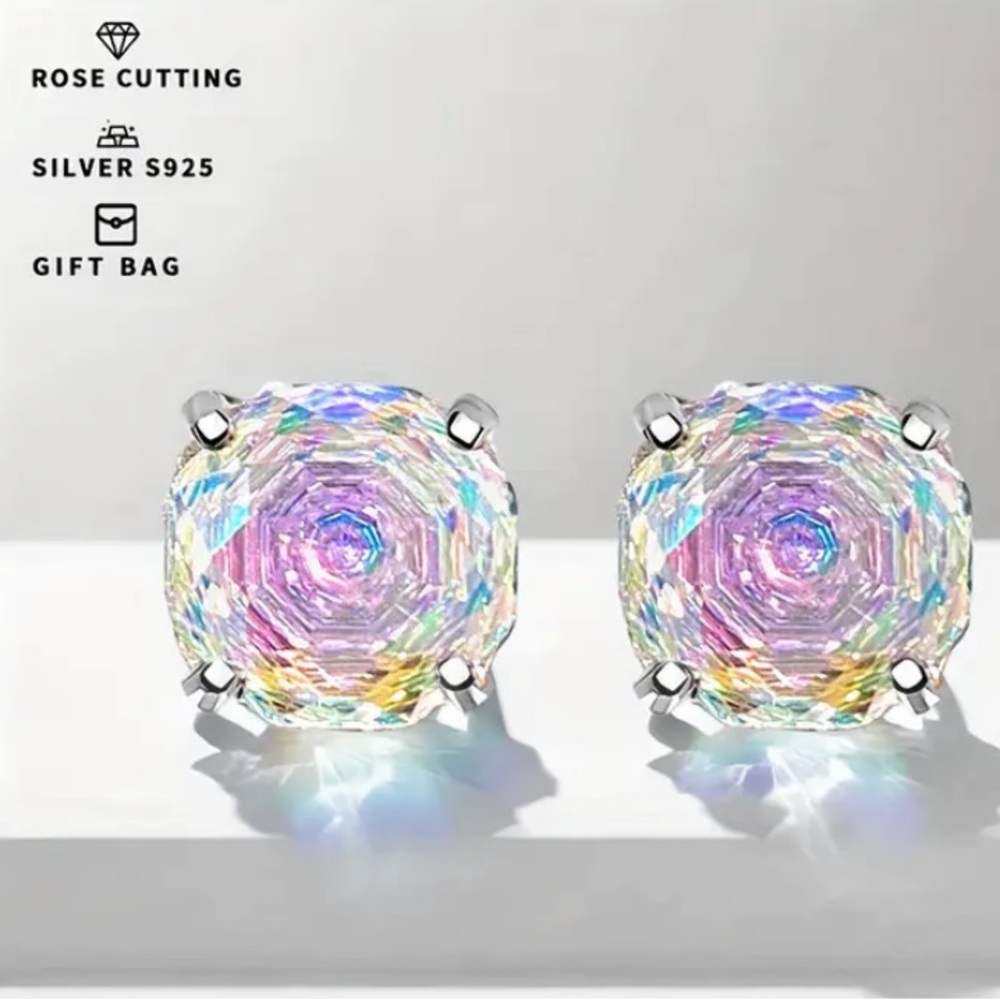 Silver S925 Iridescent Stud Earrings